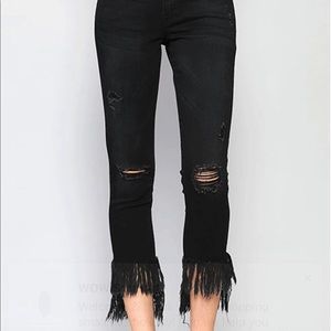 Flying monkey fringed jeans